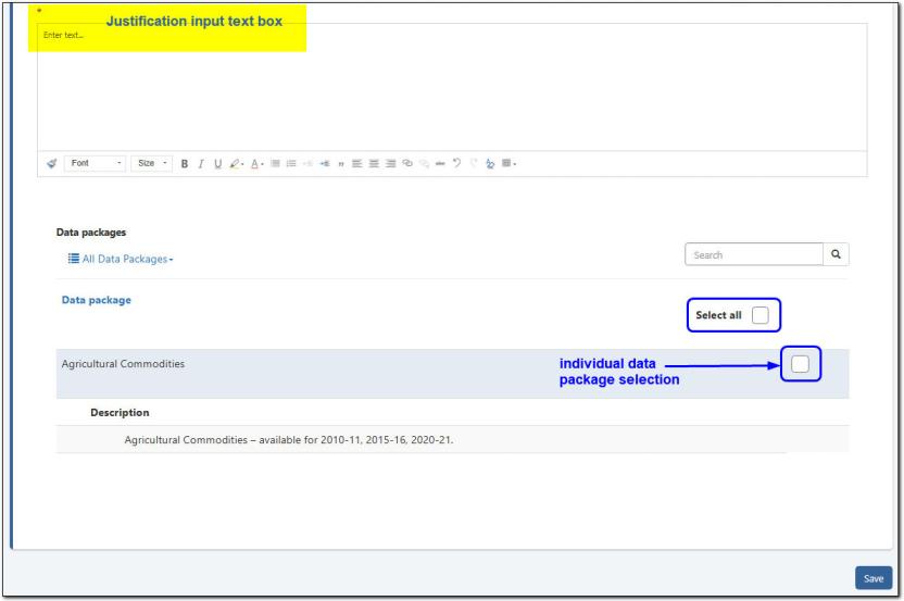 data package selection
