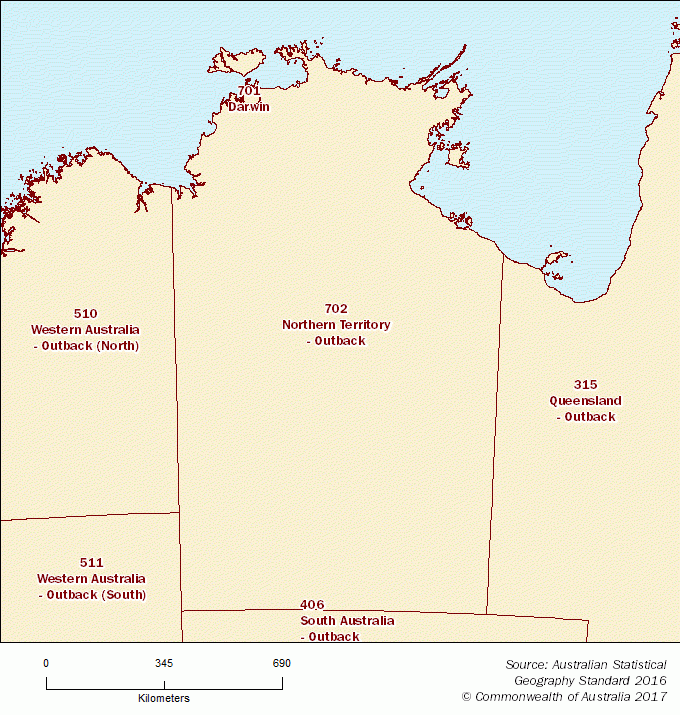 Statistical Area Level 4 map - Northern Territory