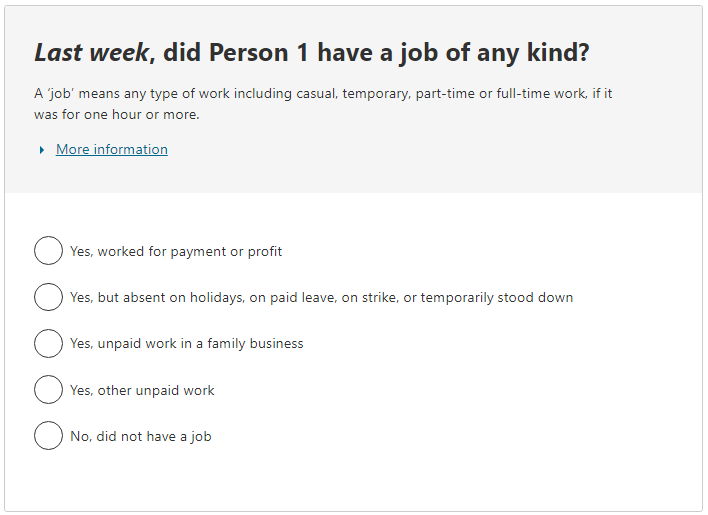 Last week, did the person have a job of any kind?