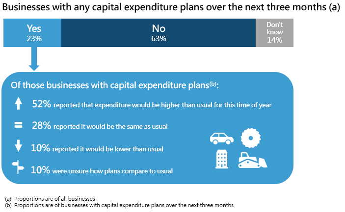 Businesses with capital expenditure plans over the next three months