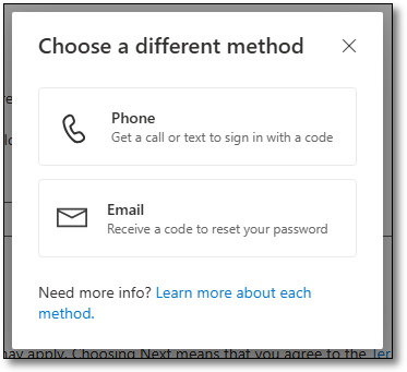 Choosing a different verification method