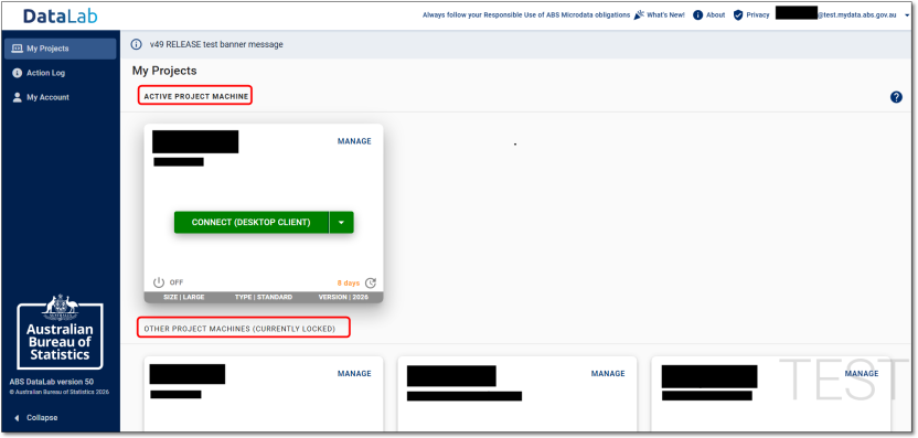 My projects, Active VMs