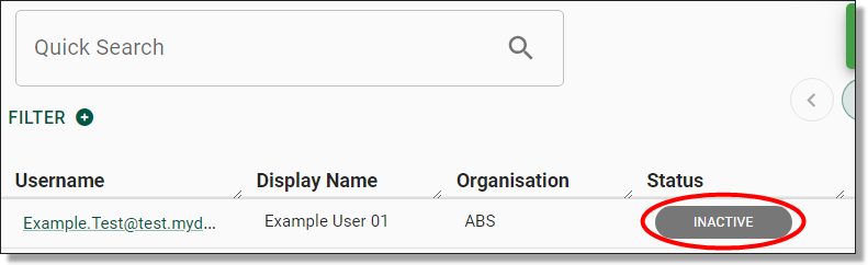 inactive user status