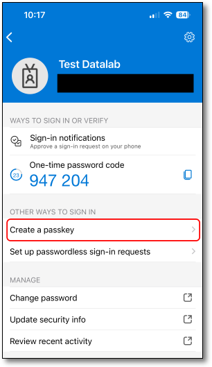 Authenticator app create passkey