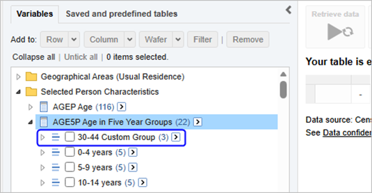 Custom group in variables