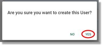 Create user confirmation