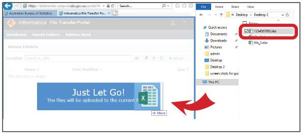 Screen shot of drag the file from your system and drop the file into the 'Send_to_ABS' folder step