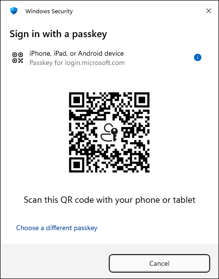 Passkey QR code