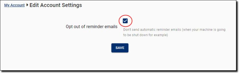 Email reminder in Account settings