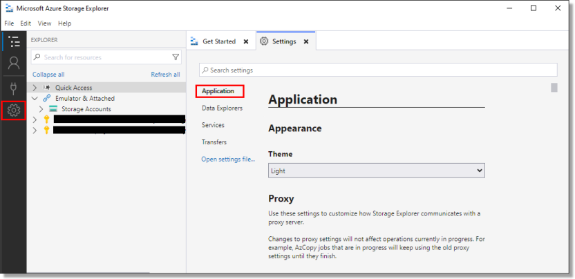 Proxy configuration from the settings menu