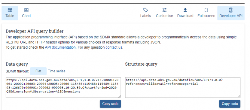 image showing developer API options