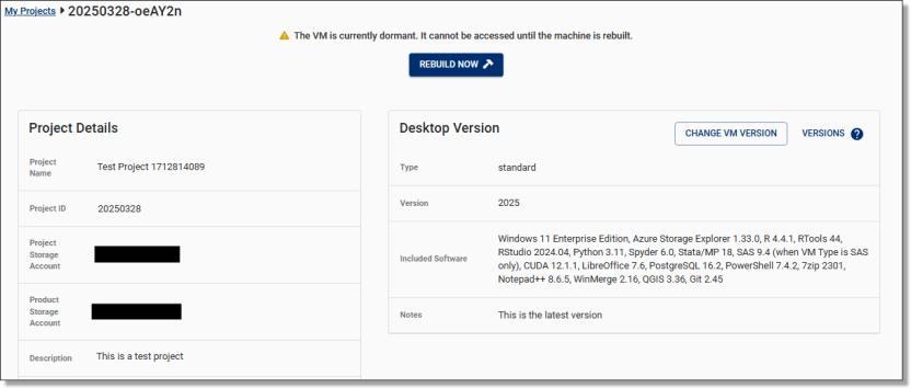 dormant VM showing no management options