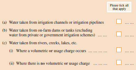 Caption heading placed above answer boxes: 'Please tick all that apply'.