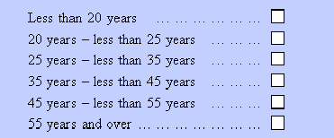 Format of tick boxes with long response options