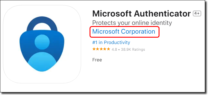 Microsoft Authenticator ID on the App store