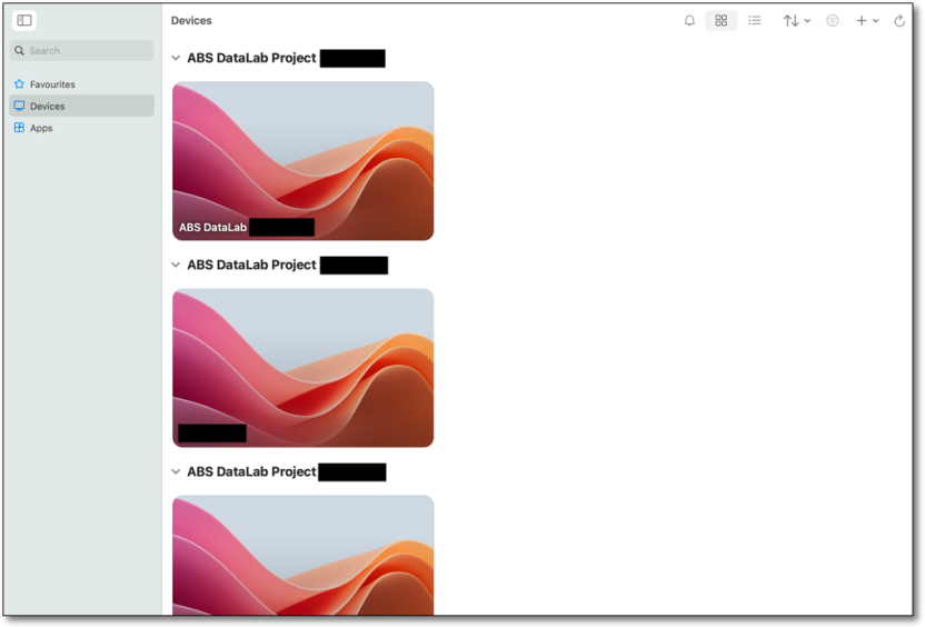 MacOS available devices list