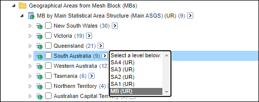 Select all Mesh Block for South Australia