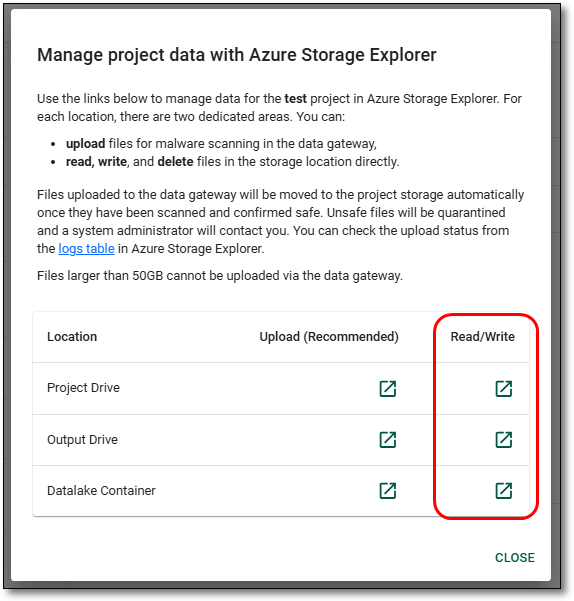 Manage project data ASE menu Read/Write shortcuts