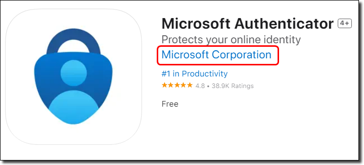 Microsoft Authenticator screen shot
