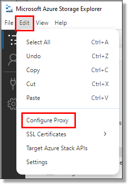 Configure Proxy in Azure Storage Explorer