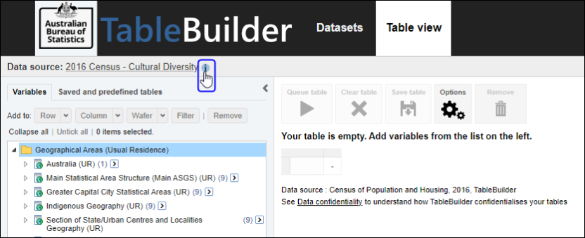 i link next to dataset name