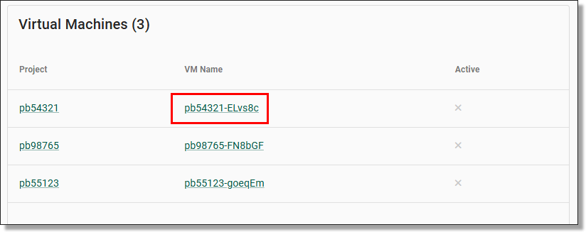 Virtual Machine selection
