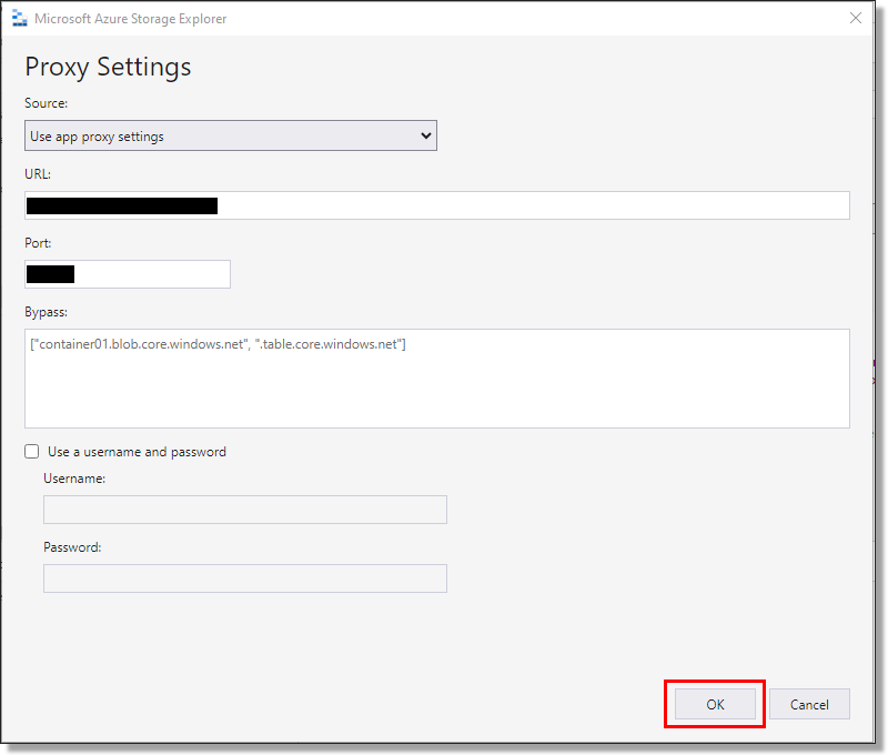 ASE proxy settings