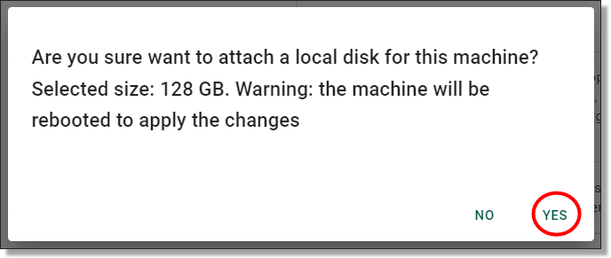 attach disk confirmation