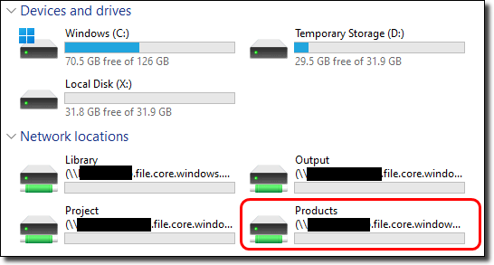 Products file from network drives