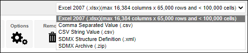 Download formats available for the large table created