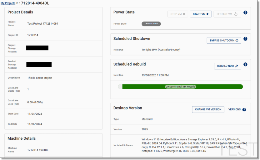 VM management options in DataLab