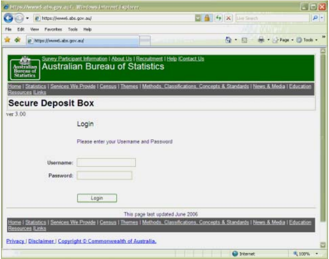 Image displays screenshot of Secure Deposit Box login screen.