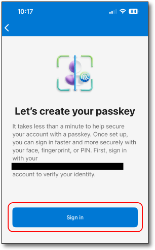 CReate passkey sign in