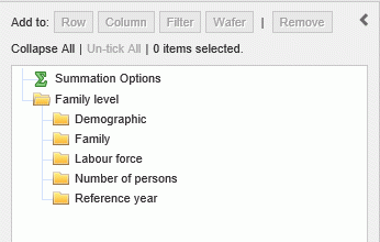 Image of broad headings and subheadings in tablebuilder