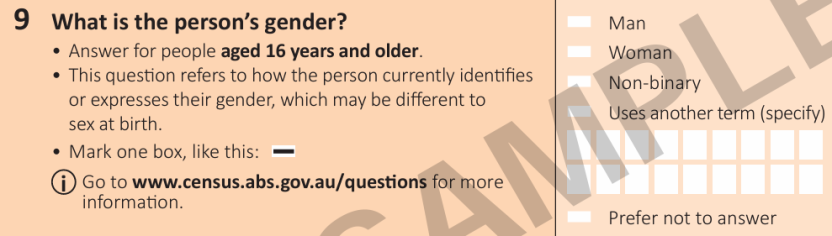 2026 Census - What is the person's gender? (paper)