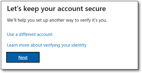 Sign in prompt for second verification method