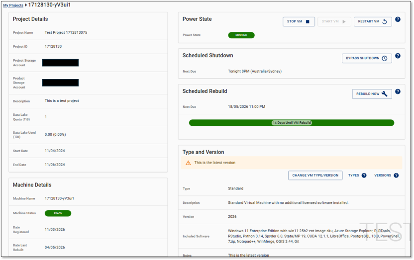 VM management options in DataLab