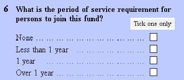 Ordered list based on length of service: None, Less than 1 year, 1 year, Over 1 year.