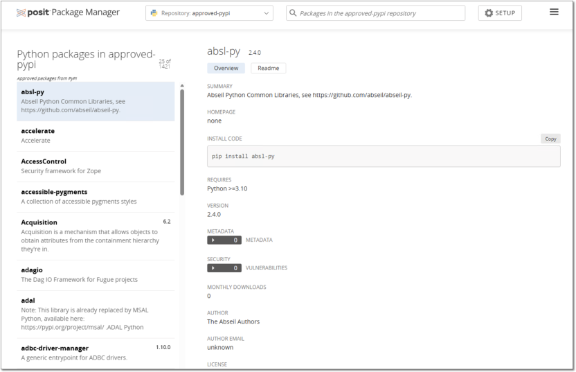 Posit packages list