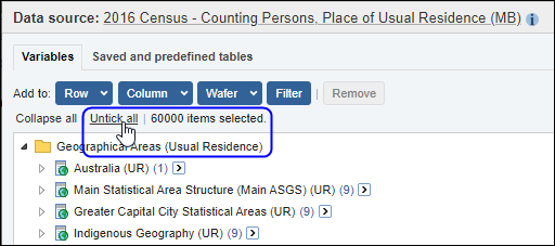 Clear your selection by clicking Untick all