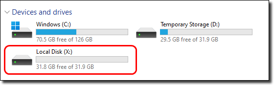 Local disk space