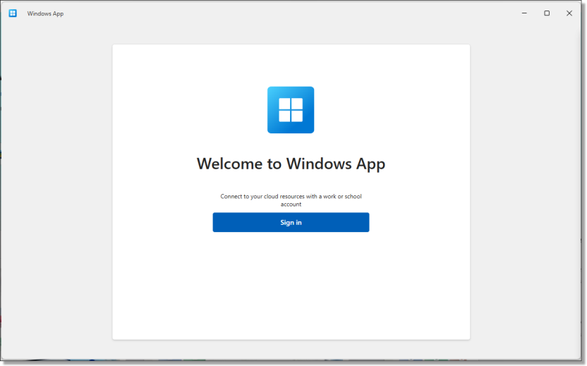 Windows App Sign-in