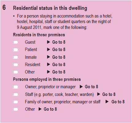Image of question 6 from the 2011 Census personal form