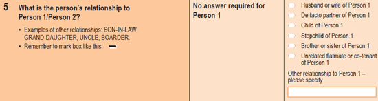 Image of question 5 from the 2011 Census