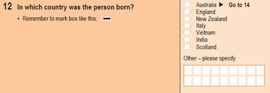 Image of question 12 from the 2011 Census