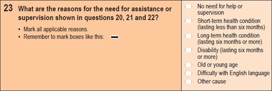 Image of question 23 from the 2011 Census