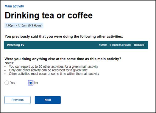 Image: Other activity, were you doing anything else at the same time as this main activity?