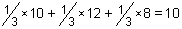 Equation - a simple average of 10, 12 and 8 is equal to 10