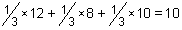 Equation - a simple average of 12, 8, and 10 is equal to 10