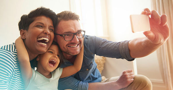 Happy family taking a selfie